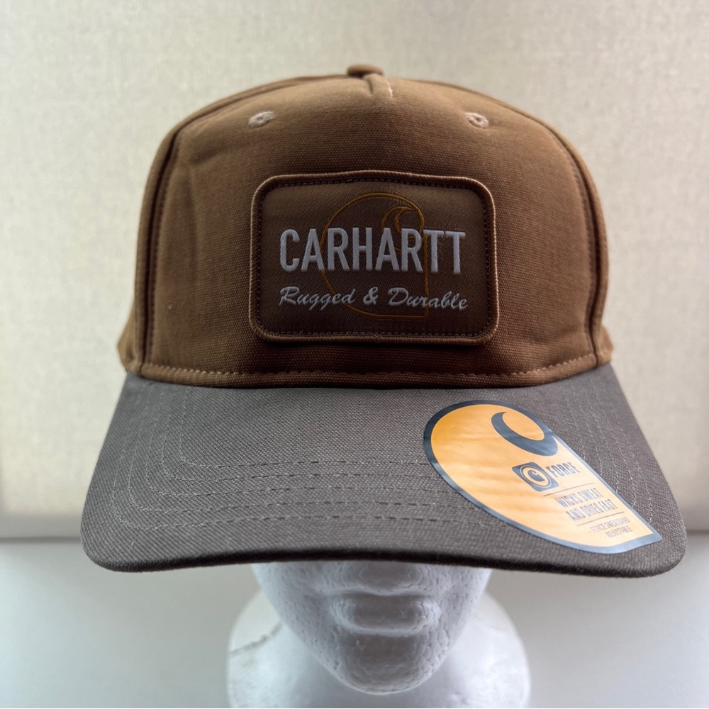 Carhartt Mens Canvas Rugged Patch Adjustable Cap Hat Carhartt Brown AH5531